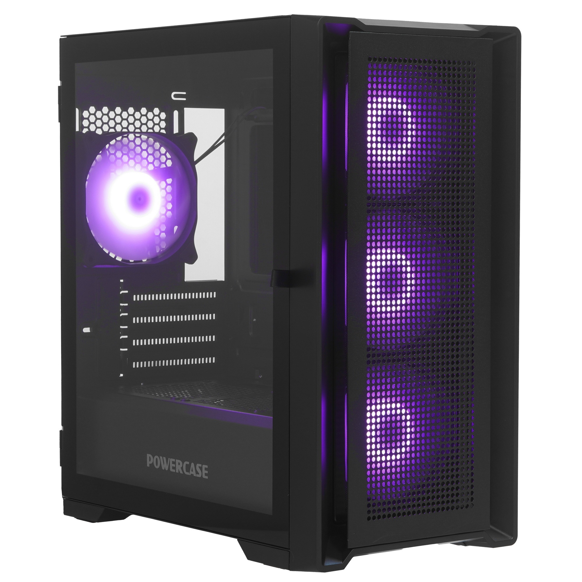 Компьютерный корпус Powercase Alisio Micro X4B V2, Tempered Glass, 4х 120mm ARGB fans, ARGB HUB, чёр