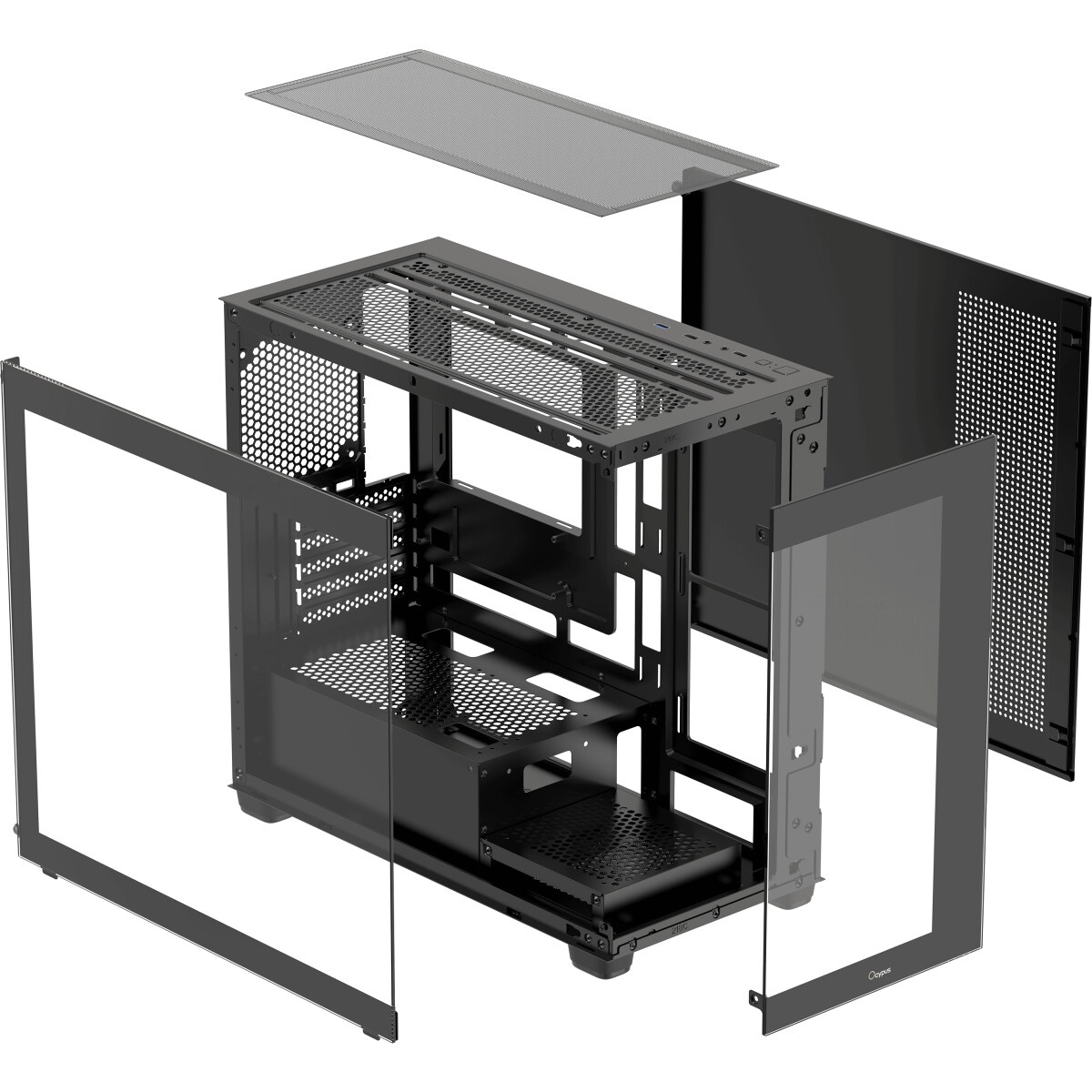 Корпус Minitower ExeGate i3 SEA (mATX, без БП, 1*USB+1*USB3.0, HD аудио, черный, 1 вент. 12см с RGB