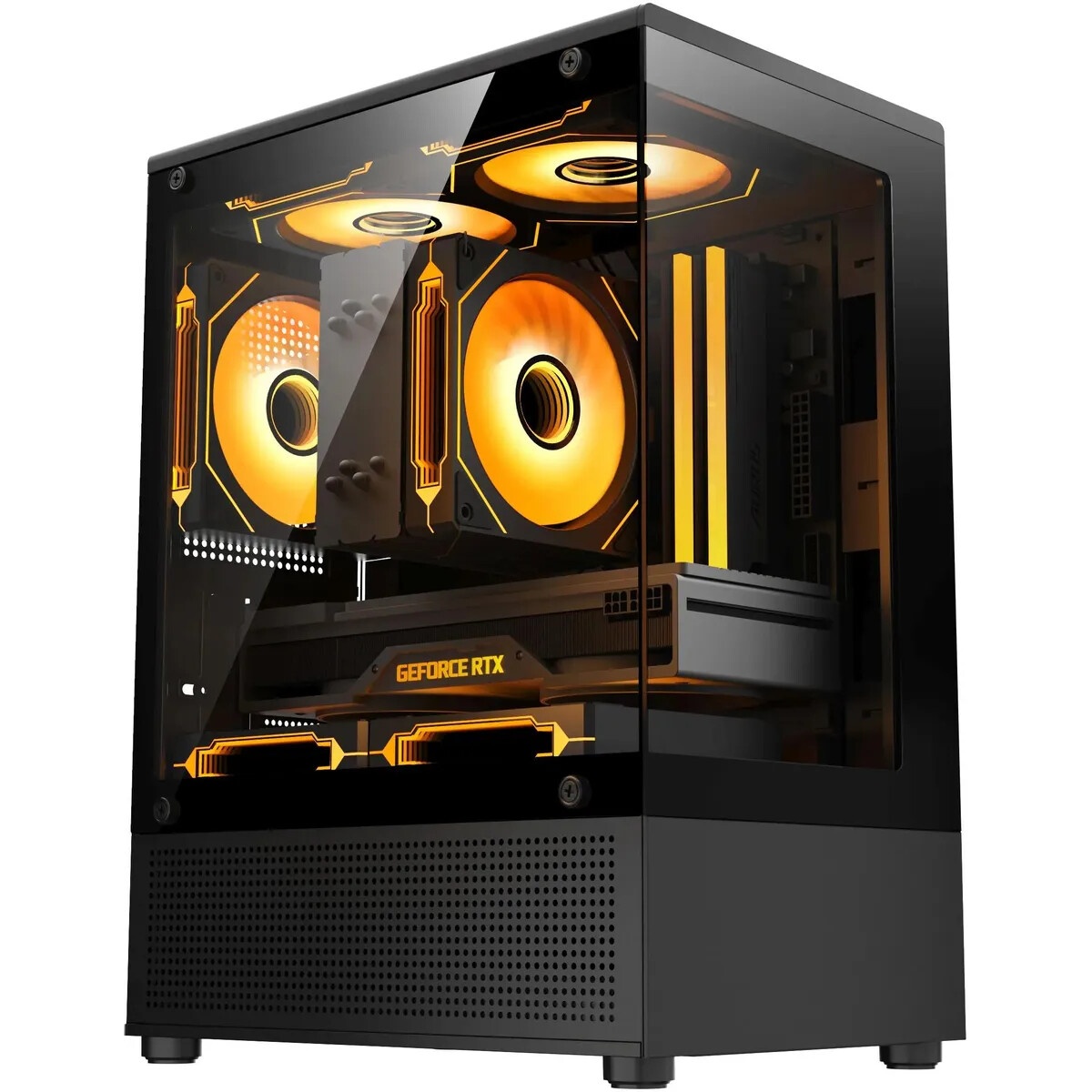 Корпус Minitower ExeGate i3 SEA (mATX, без БП, 1*USB+1*USB3.0, HD аудио, черный, 1 вент. 12см с RGB