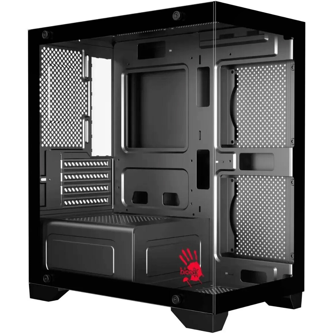 Компьютерный корпус Ginzzu CL475 mATX FAN 3*12LC4 передняя панель Стекло
