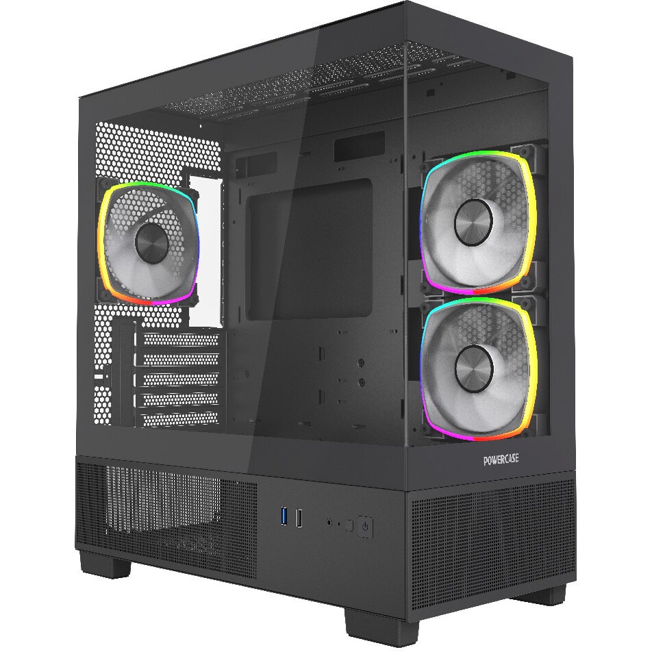 Компьютерный корпус Ginzzu CL475 mATX FAN 3*12LC4 передняя панель Стекло