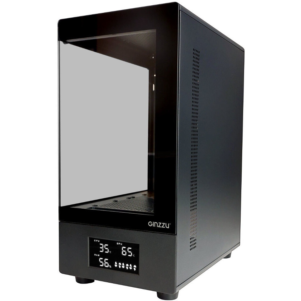 Компьютерный корпус Ginzzu CL475 mATX FAN 3*12LC4 передняя панель Стекло