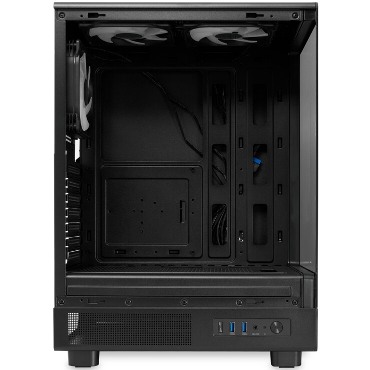 Корпус без блока питания HSPD F711-TGBK, Panoramic Full Tower, Black, TG, 0.7 SPCC, no fans ATX, mAT