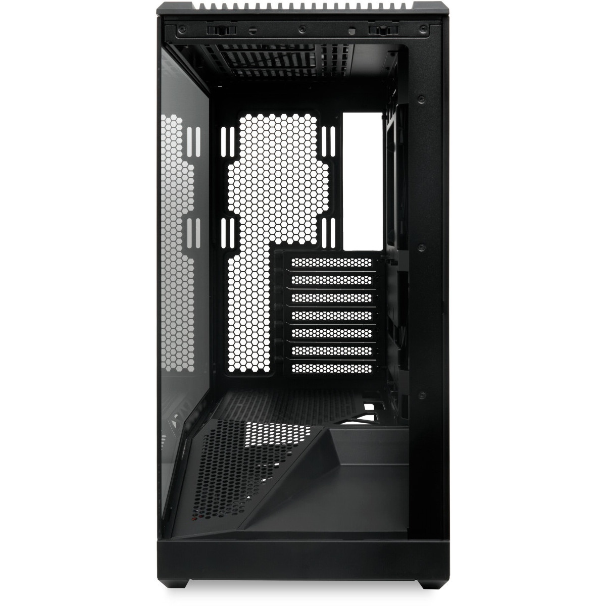 Корпус без блока питания HSPD F711-TGBK, Panoramic Full Tower, Black, TG, 0.7 SPCC, no fans ATX, mAT