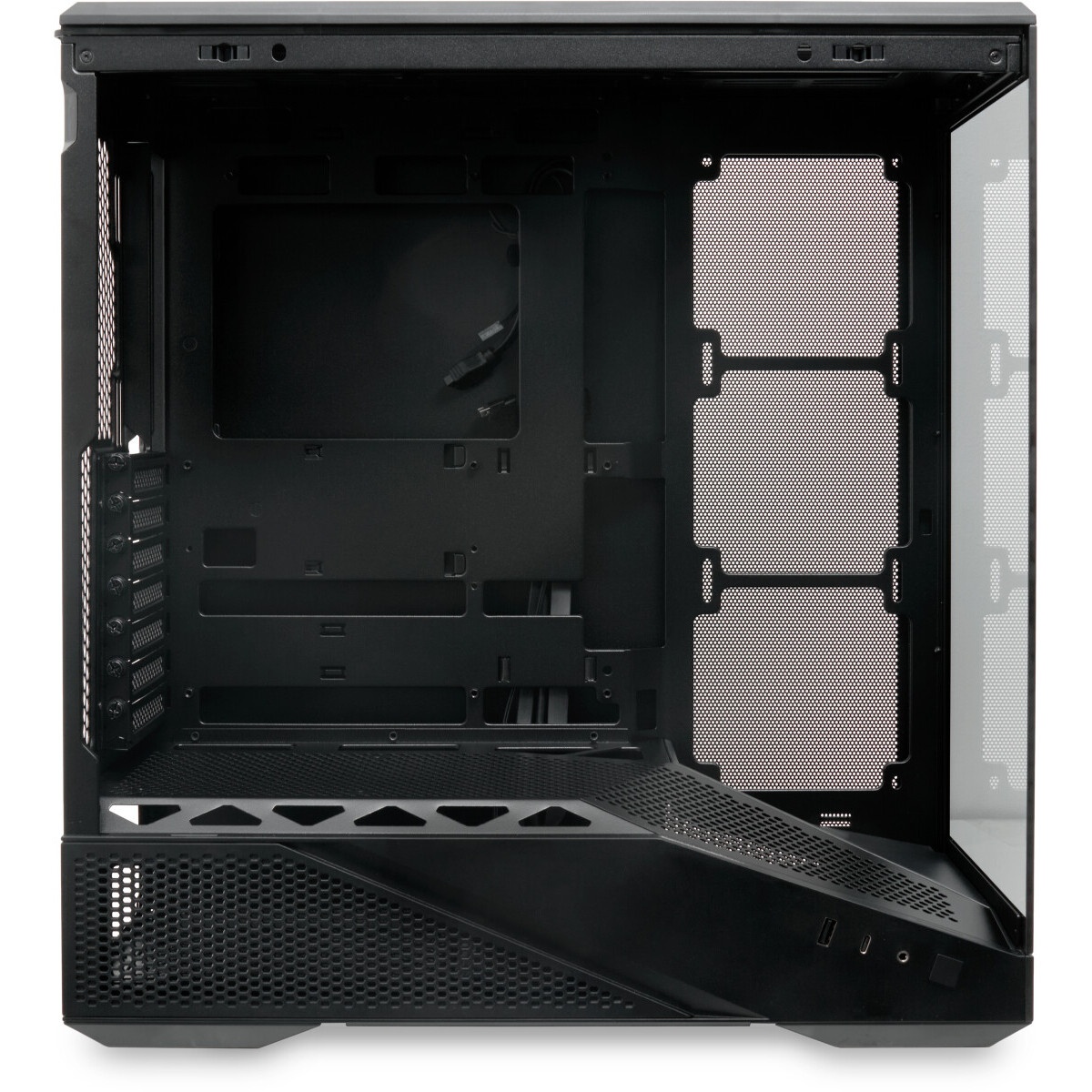 Корпус без блока питания HSPD F711-TGBK, Panoramic Full Tower, Black, TG, 0.7 SPCC, no fans ATX, mAT