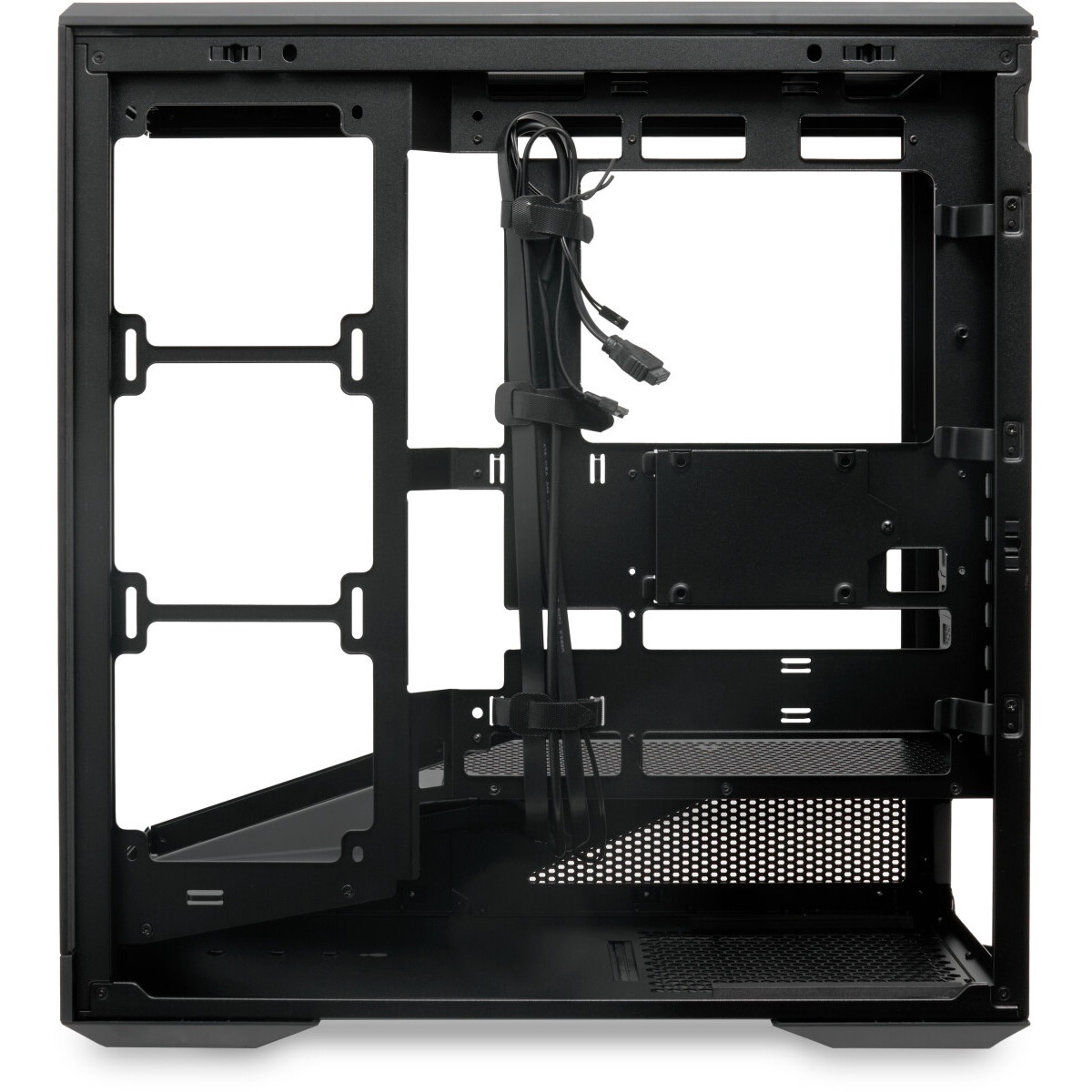 Корпус без блока питания HSPD F711-TGBK, Panoramic Full Tower, Black, TG, 0.7 SPCC, no fans ATX, mAT