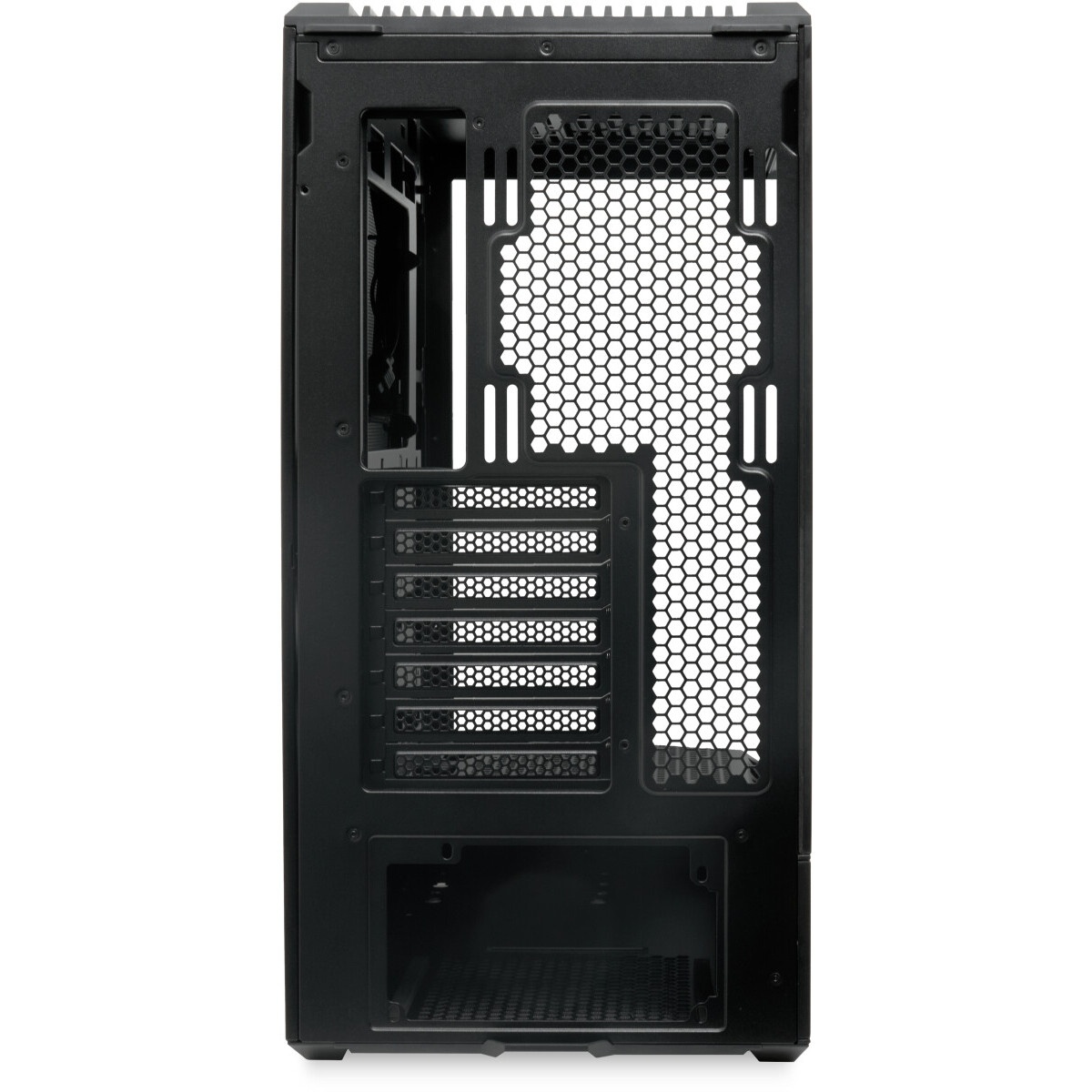 Корпус без блока питания HSPD F711-TGBK, Panoramic Full Tower, Black, TG, 0.7 SPCC, no fans ATX, mAT