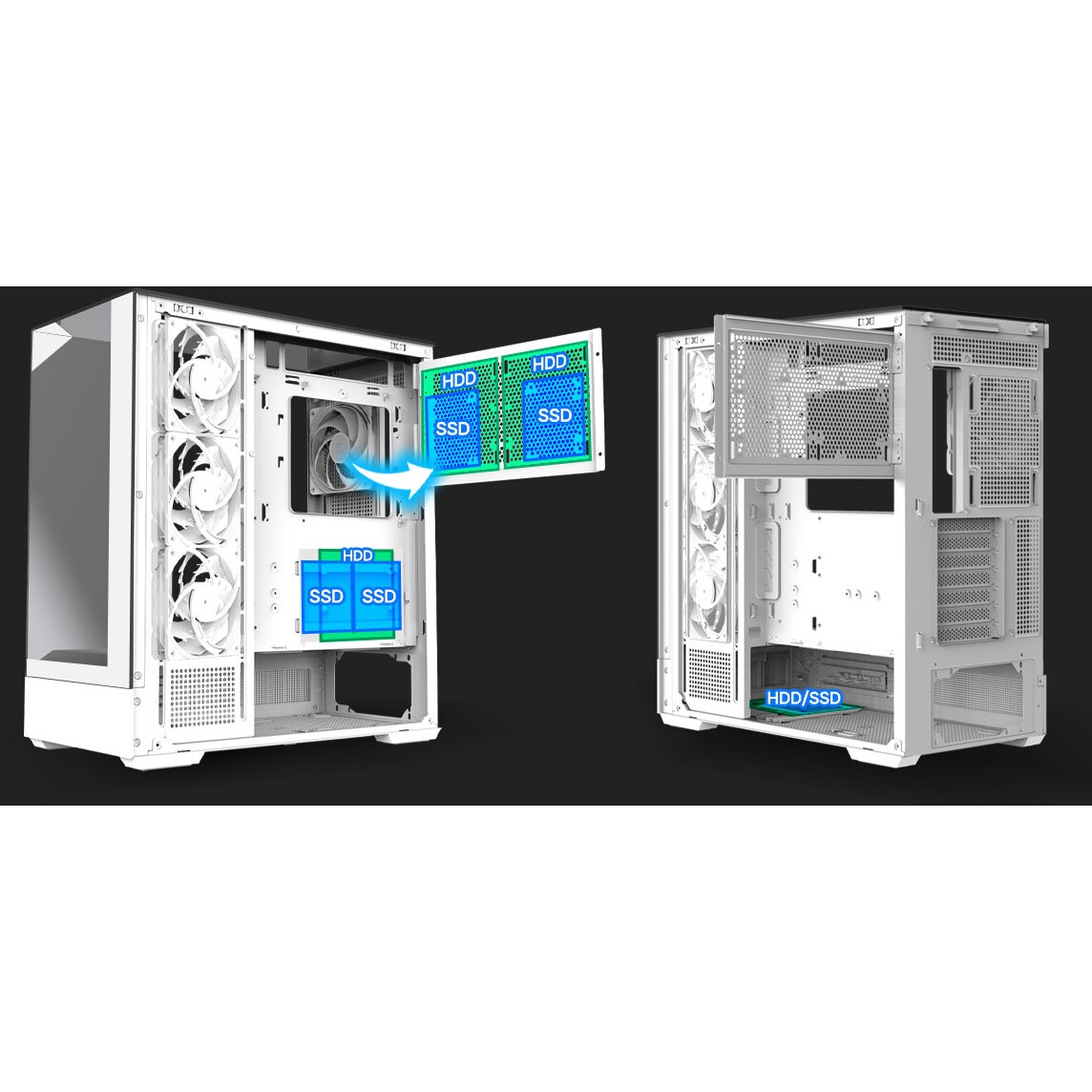 Корпус ZALMAN CHRONIX, ATX, WHITE, WINDOW, 1xCombo (3.5’’ or 2.5’’), 1x3.5’’HDD, 2x2.5’’SSD, 1xUSB2.