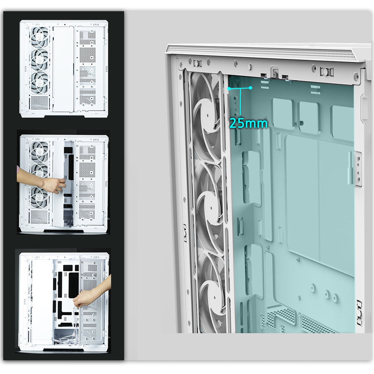 Корпус ZALMAN CHRONIX, ATX, WHITE, WINDOW, 1xCombo (3.5’’ or 2.5’’), 1x3.5’’HDD, 2x2.5’’SSD, 1xUSB2.