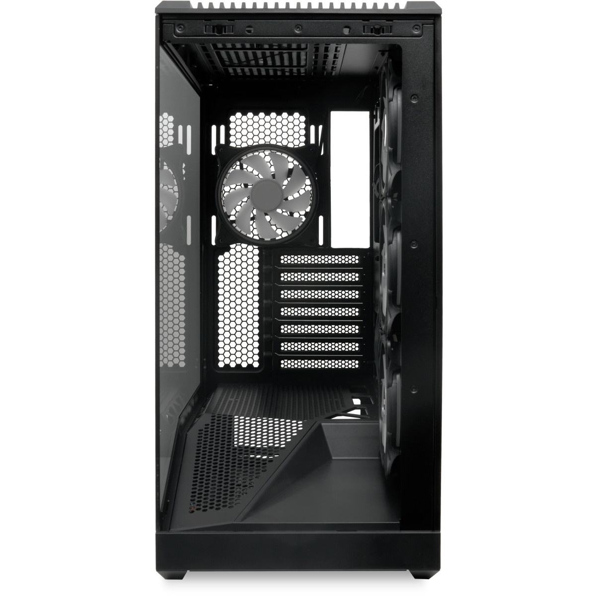 Корпус без блока питания HSPD F711-TGBK-ARGB, Panoramic Full Tower, Black, TG, 0.7 SPCC, 4x120mm ARG