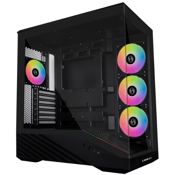 Корпус без блока питания HSPD F711-TGBK-ARGB, Panoramic Full Tower, Black, TG, 0.7 SPCC, 4x120mm ARG