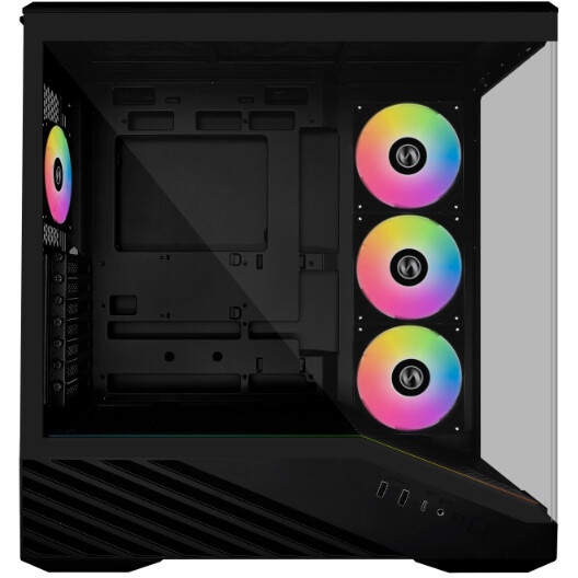 Корпус без блока питания HSPD F711-TGBK-ARGB, Panoramic Full Tower, Black, TG, 0.7 SPCC, 4x120mm ARG