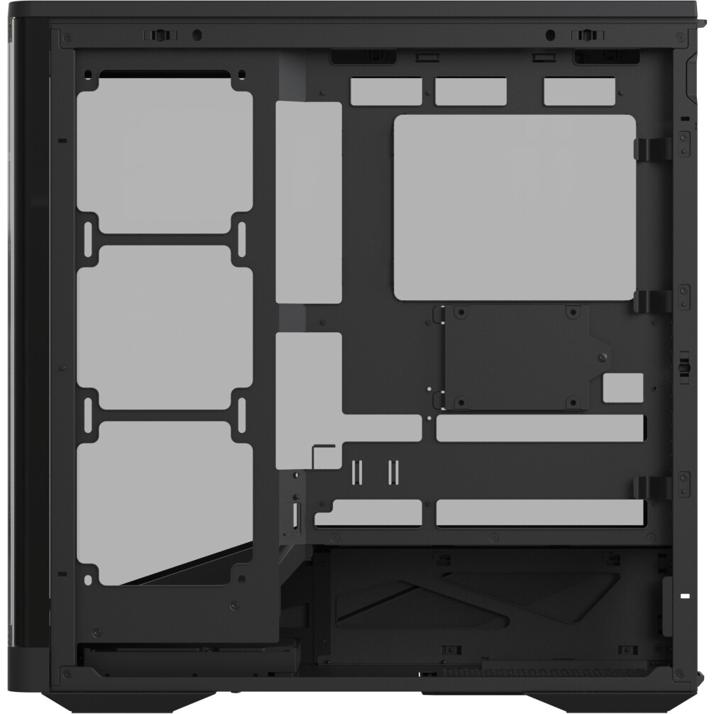 Корпус без блока питания HSPD F711-TGBK-ARGB, Panoramic Full Tower, Black, TG, 0.7 SPCC, 4x120mm ARG