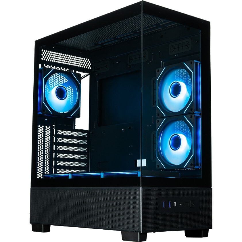 Корпус без блока питания HSPD F711-TGBK-ARGB, Panoramic Full Tower, Black, TG, 0.7 SPCC, 4x120mm ARG