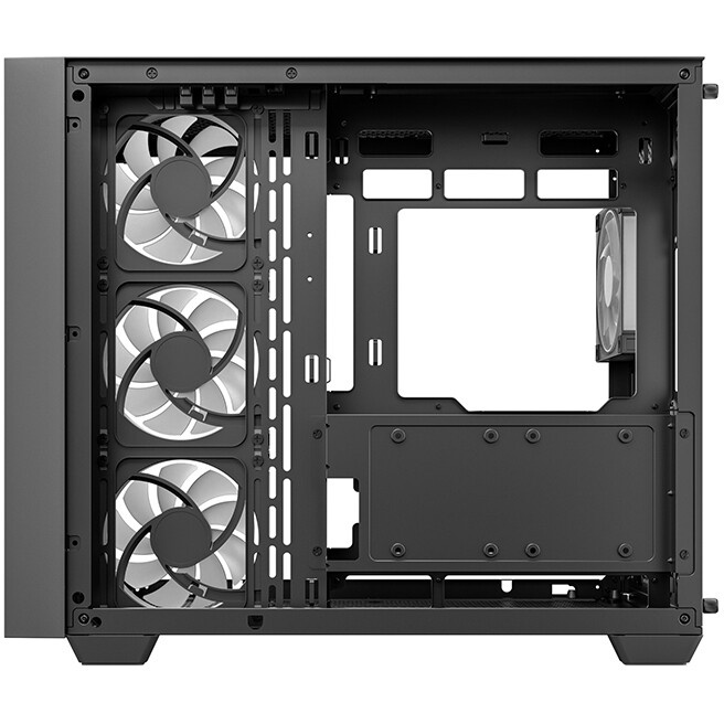 Корпус без блока питания HSPD F711-TGBK-ARGB, Panoramic Full Tower, Black, TG, 0.7 SPCC, 4x120mm ARG