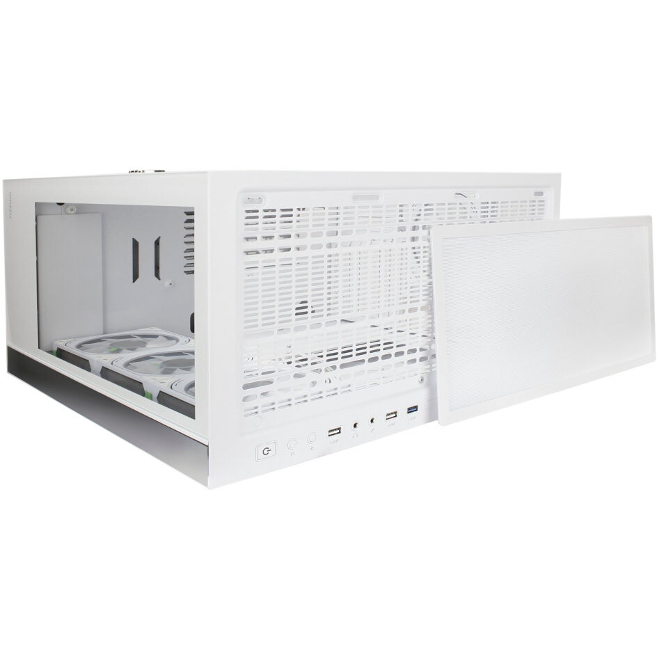 Компьютерный корпус Ginzzu CL310 ATX FAN 3*12LD4 FRGb передняя панель Стекло белый