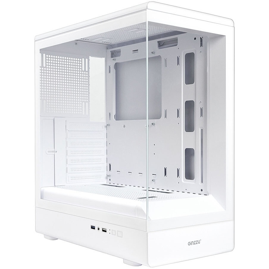 Компьютерный корпус Ginzzu CL310 ATX FAN 3*12LD4 FRGb передняя панель Стекло белый