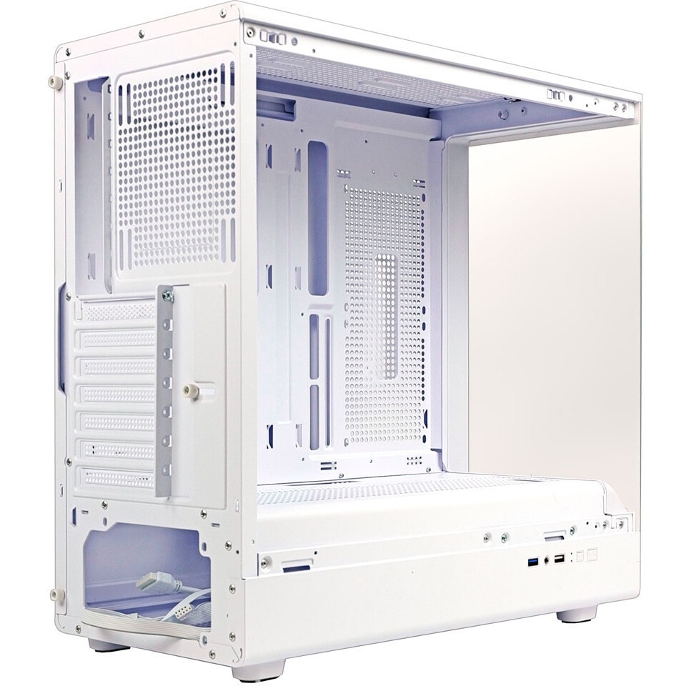 Компьютерный корпус Ginzzu CL310 ATX FAN 3*12LD4 FRGb передняя панель Стекло белый