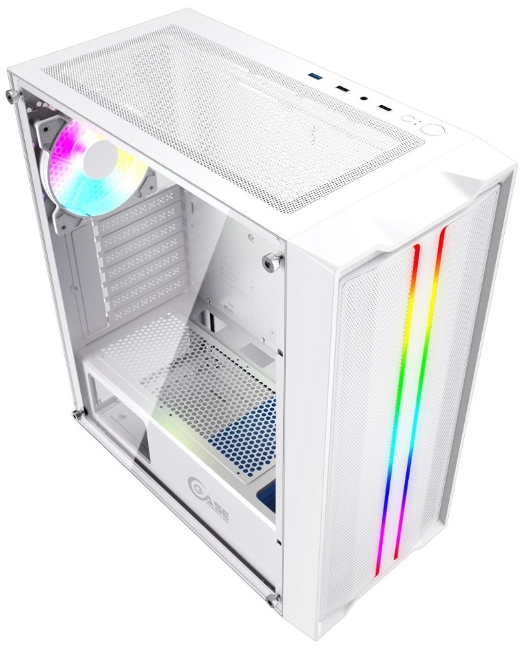Корпус Powercase Mistral Evo White, Tempered Glass, 1x 120mm PWM ARGB fan + ARGB Strip + 3x 120mm PW
