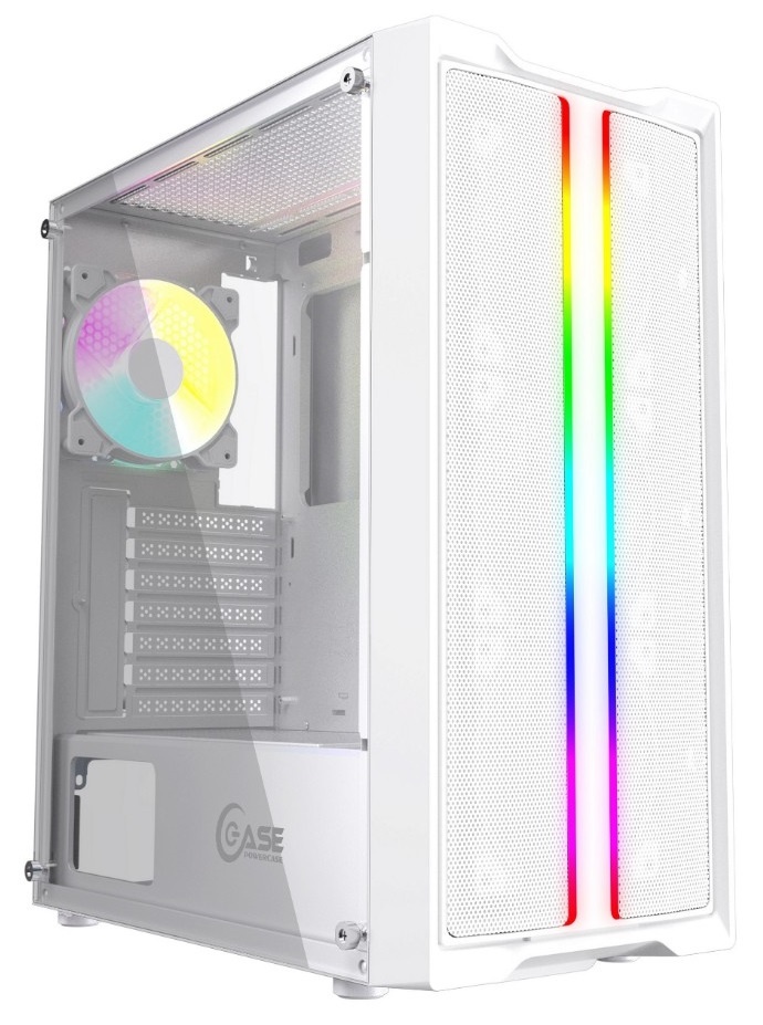 Корпус Powercase Mistral Evo White, Tempered Glass, 1x 120mm PWM ARGB fan + ARGB Strip + 3x 120mm PW