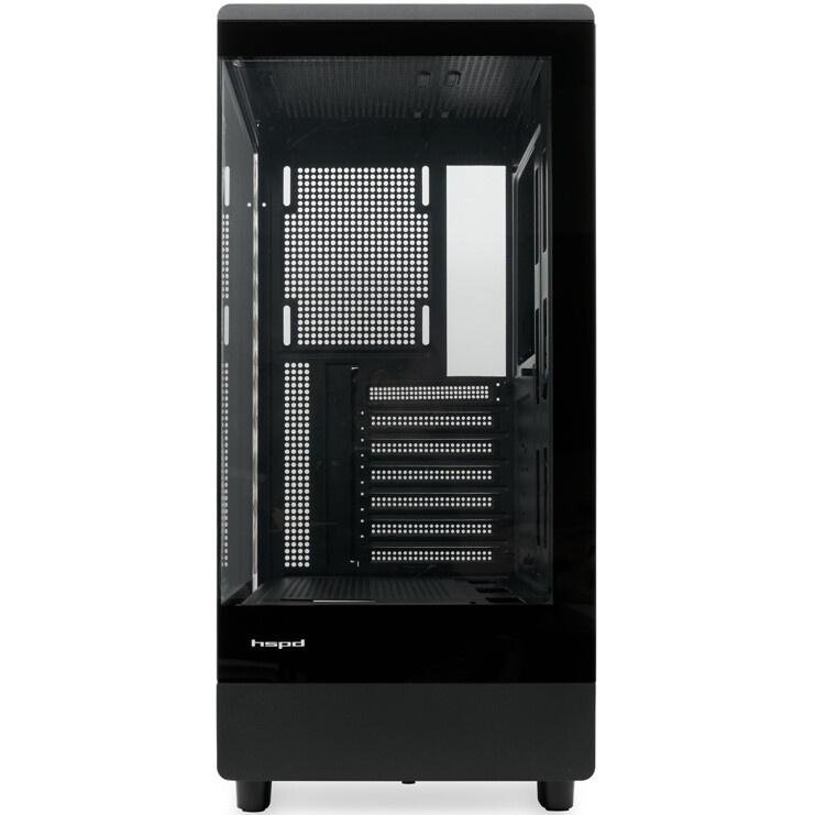 Корпус без блока питания HSPD F510, Panoramic Mid Tower, черный, TG, 0.5 SPCC, no fans ATX, mATX, mI