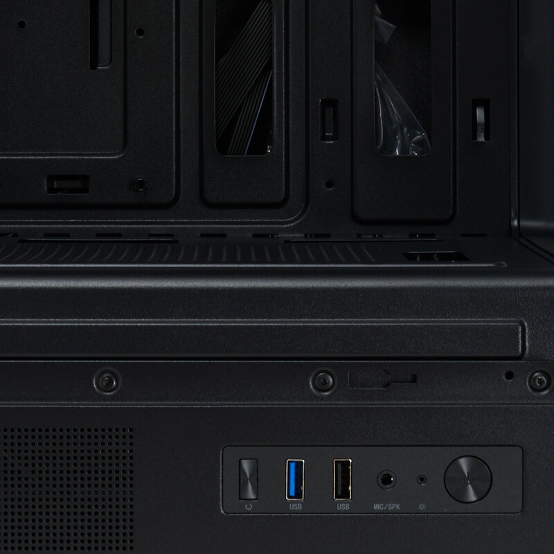 Корпус без блока питания HSPD F510, Panoramic Mid Tower, черный, TG, 0.5 SPCC, no fans ATX, mATX, mI