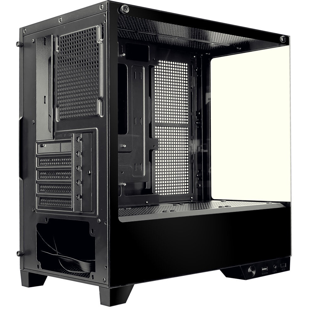 Корпус без блока питания HSPD F510, Panoramic Mid Tower, черный, TG, 0.5 SPCC, no fans ATX, mATX, mI