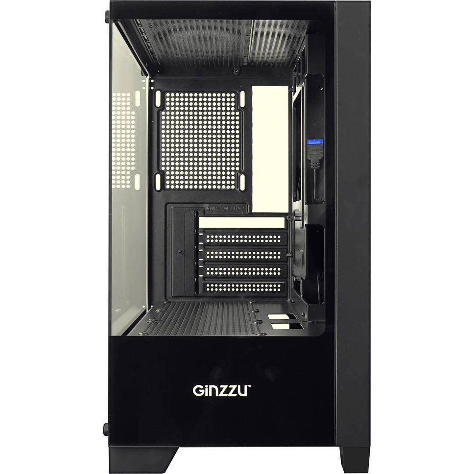 Корпус без блока питания HSPD F510, Panoramic Mid Tower, черный, TG, 0.5 SPCC, no fans ATX, mATX, mI