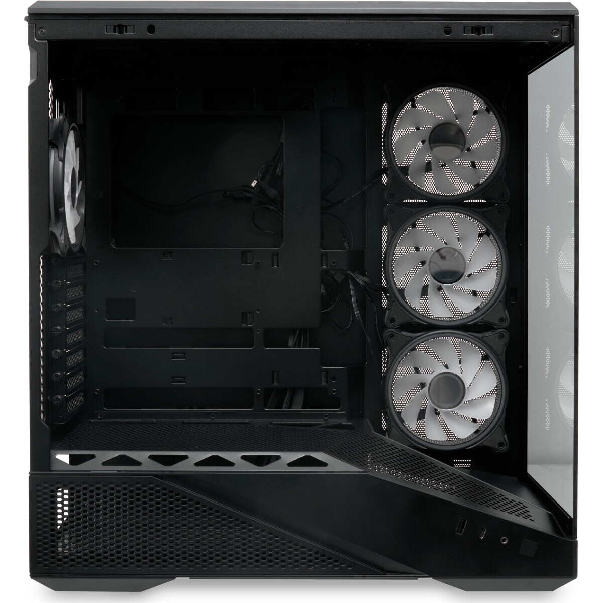 Корпус без блока питания HSPD F510, Panoramic Mid Tower, черный, TG, 0.5 SPCC, no fans ATX, mATX, mI