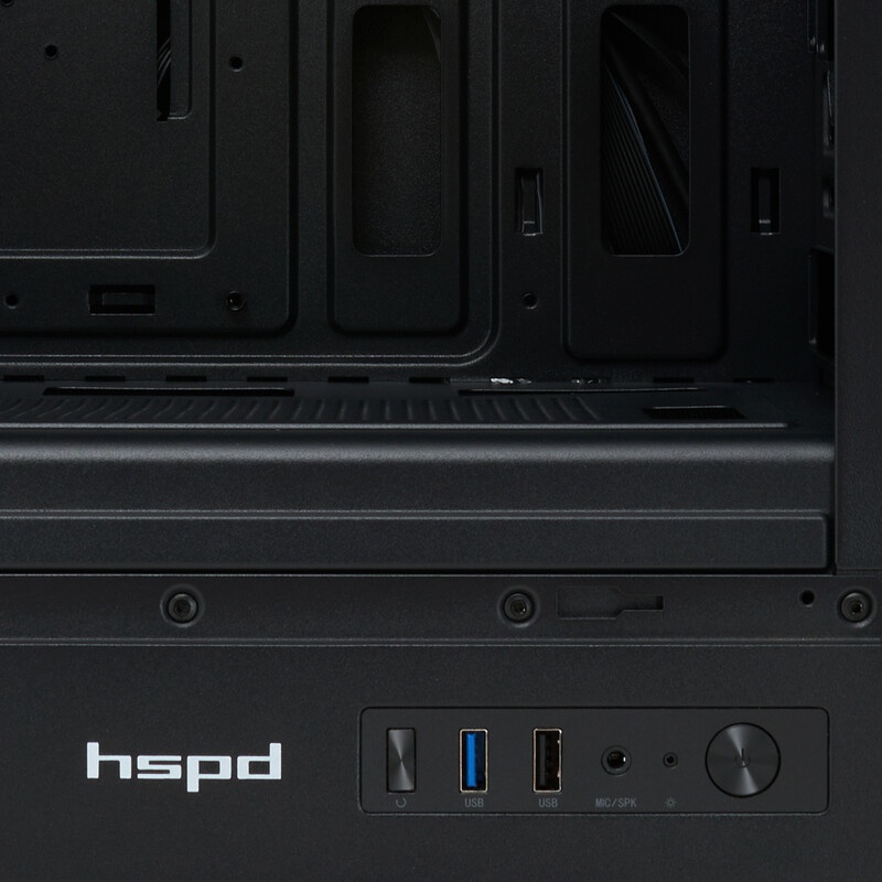 Корпус без блока питания HSPD M510, Mesh Mid Tower, черный, TG, 0.5 SPCC, no fans ATX, mATX, mITX 18