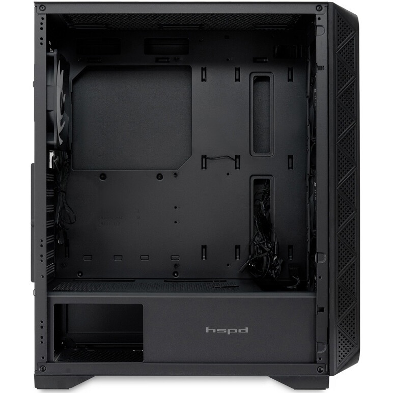 Корпус без блока питания HSPD M510, Mesh Mid Tower, черный, TG, 0.5 SPCC, no fans ATX, mATX, mITX 18