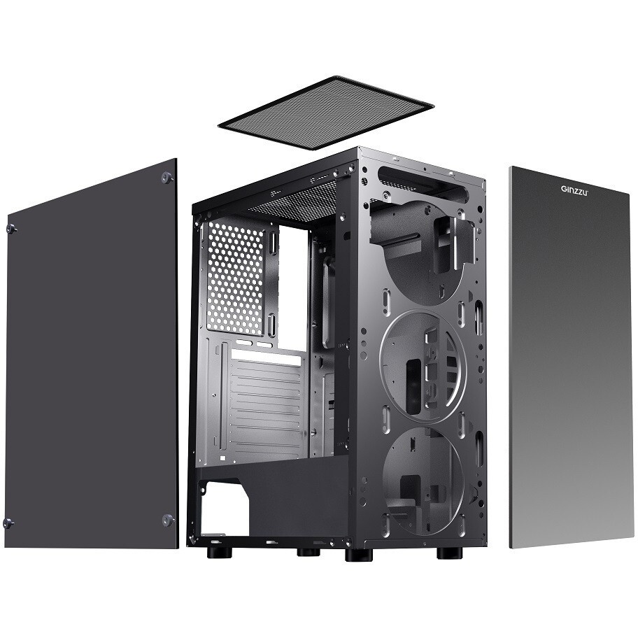 Компьютерный корпус Ginzzu CL325 ATX FAN 4*RR4 FRGb передняя панель Стекло