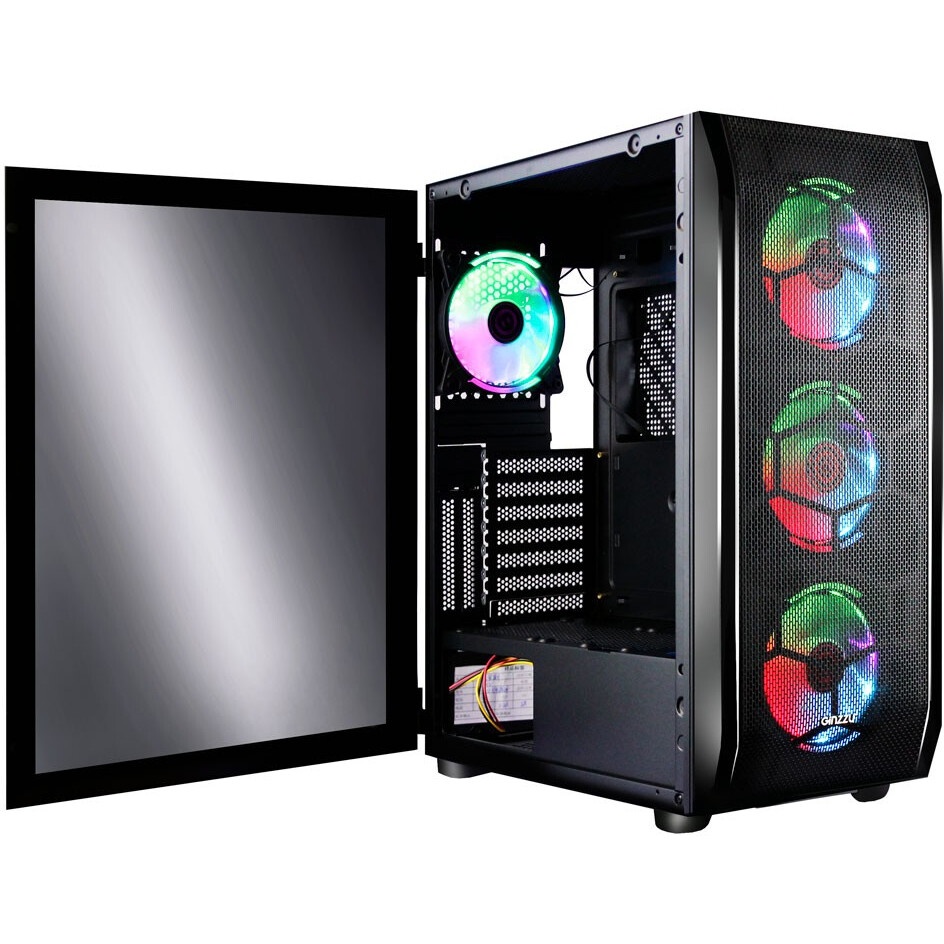 Компьютерный корпус Ginzzu CL325 ATX FAN 4*RR4 FRGb передняя панель Стекло