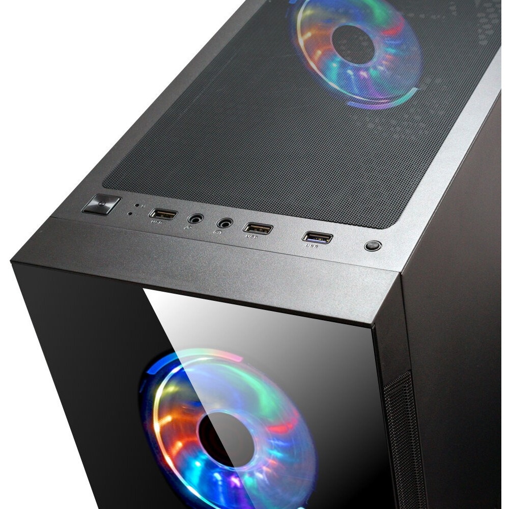 Компьютерный корпус Ginzzu CL325 ATX FAN 4*RR4 FRGb передняя панель Стекло