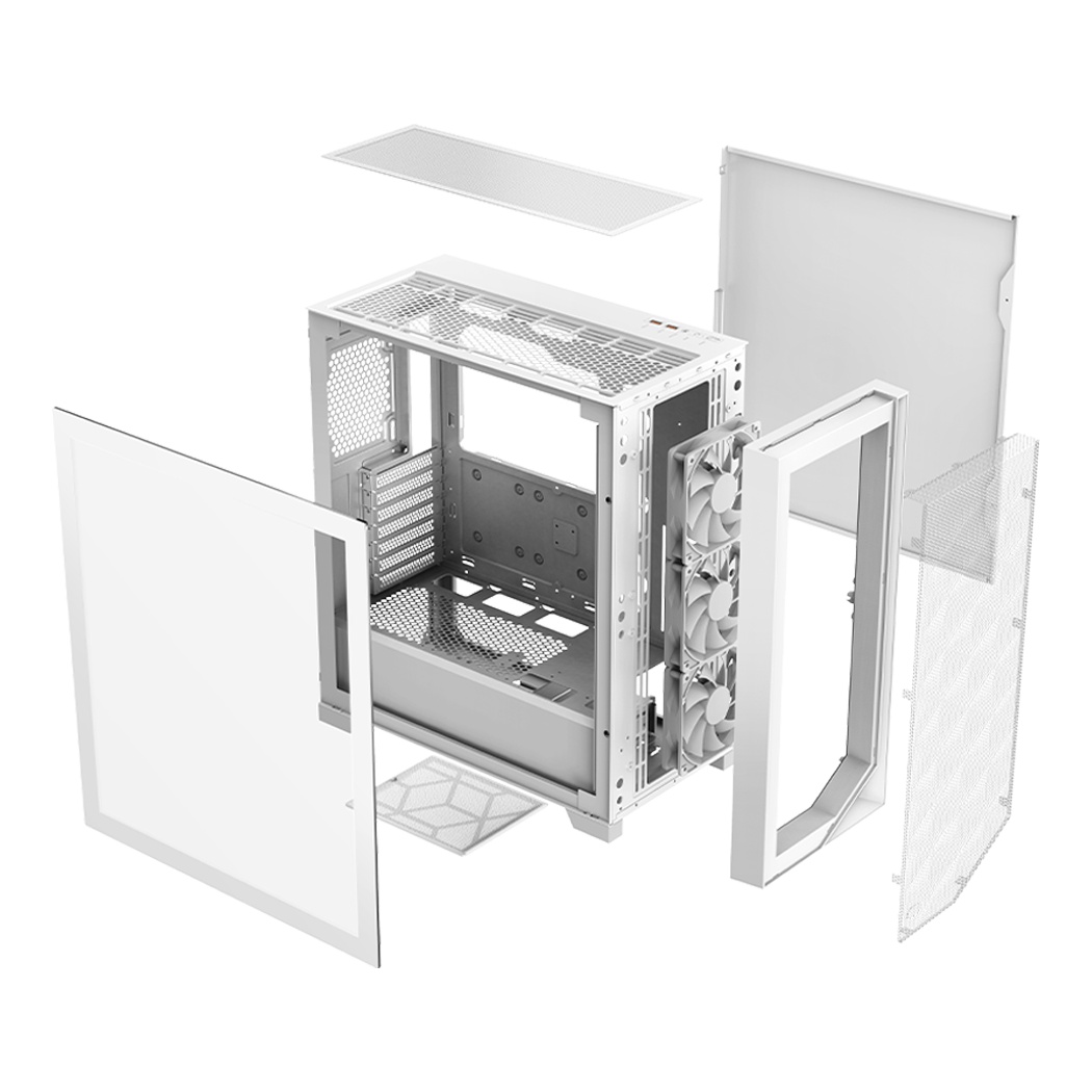 Компьютерный корпус  PCCooler C3D510 WH ARGB, Tempered Glass Full Tower, White, TG, 0.7 SPCC, 3x120m
