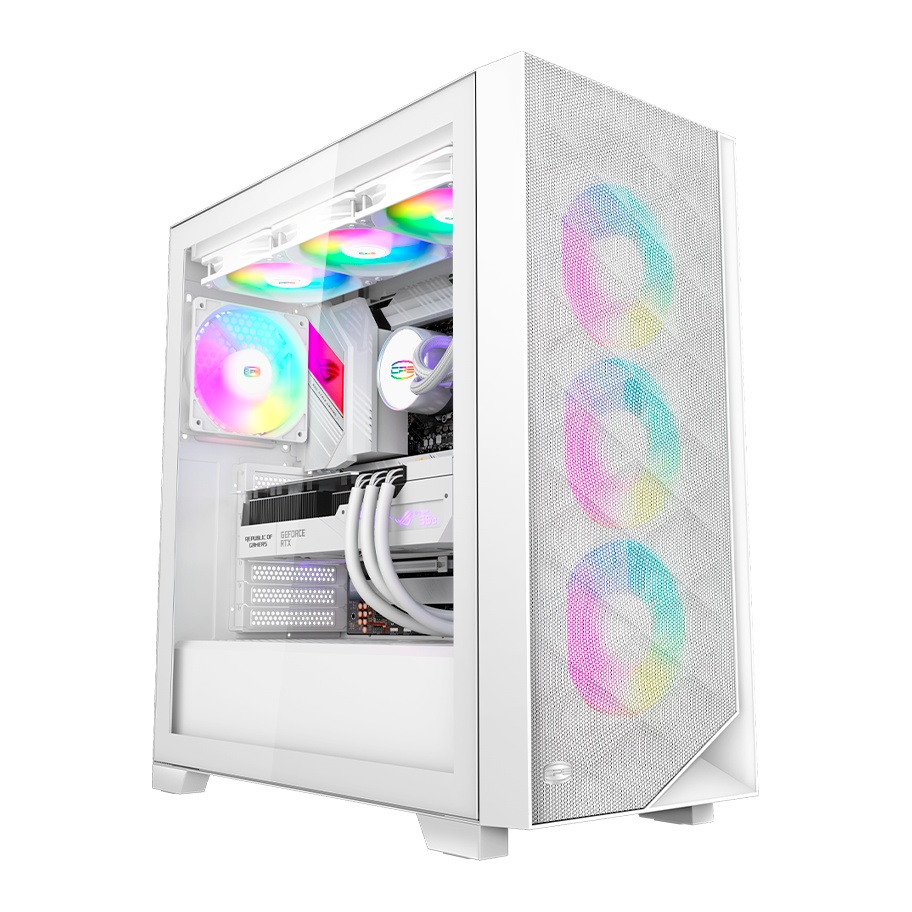 Компьютерный корпус  PCCooler C3D510 WH ARGB, Tempered Glass Full Tower, White, TG, 0.7 SPCC, 3x120m
