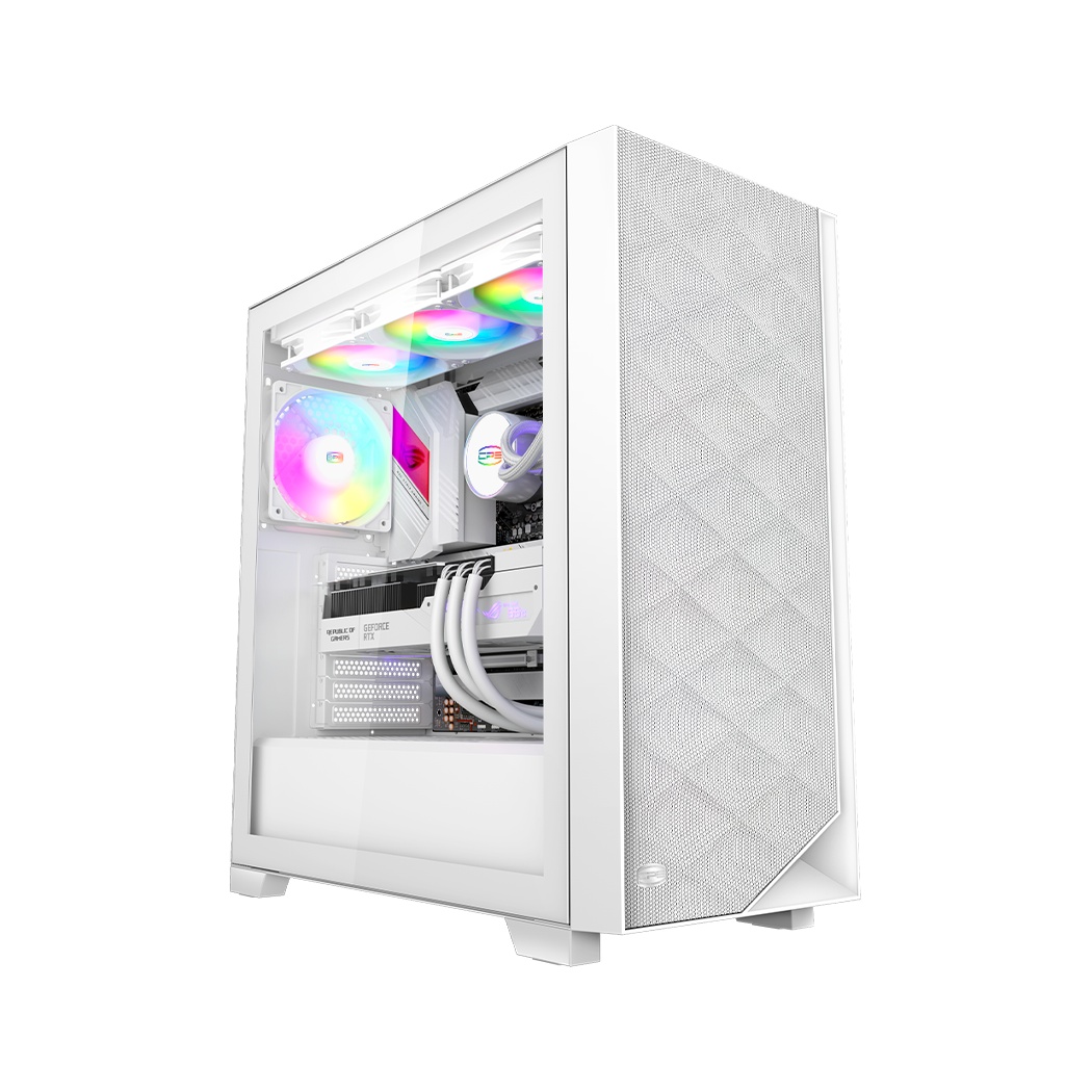 Компьютерный корпус  PCCooler C3D510 WH ARGB, Tempered Glass Full Tower, White, TG, 0.7 SPCC, 3x120m