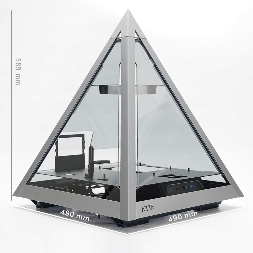 Корпус Azza Pyramid L черный/серебристый без БП ATX 6x120mm 2xUSB3.0 audio bott PSU