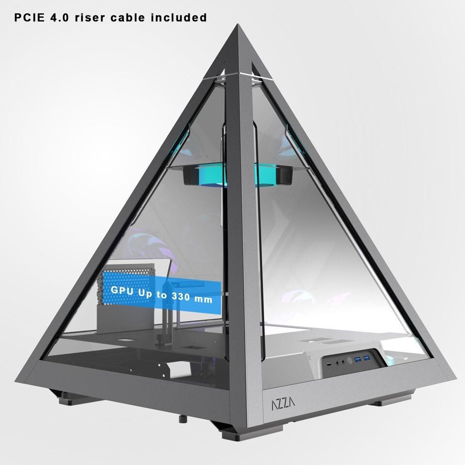 Корпус Azza Pyramid L черный/серебристый без БП ATX 6x120mm 2xUSB3.0 audio bott PSU