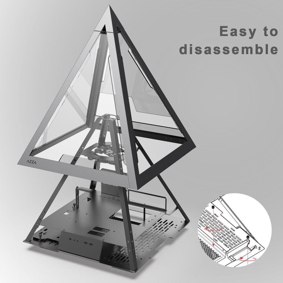 Корпус Azza Pyramid L черный/серебристый без БП ATX 6x120mm 2xUSB3.0 audio bott PSU