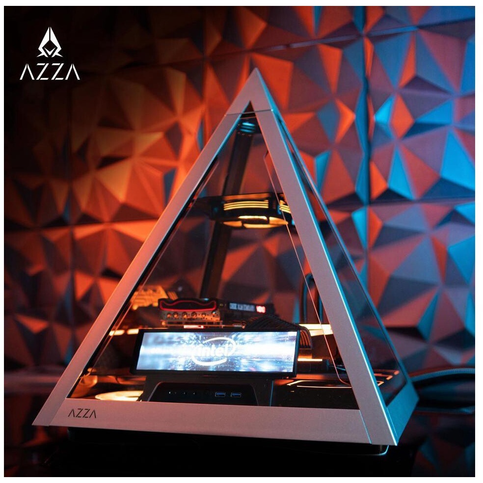 Корпус Azza Pyramid L черный/серебристый без БП ATX 6x120mm 2xUSB3.0 audio bott PSU