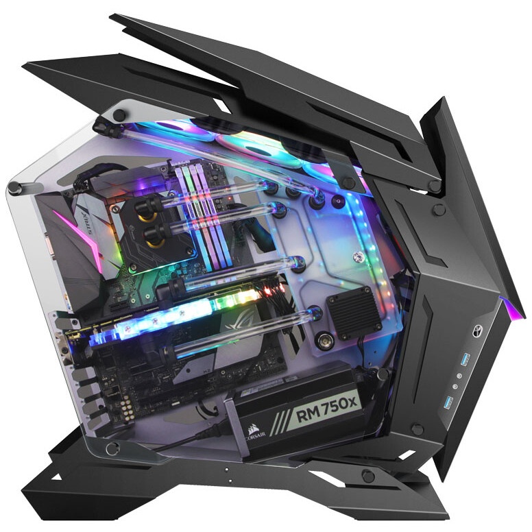 Корпус Azza Pyramid L черный/серебристый без БП ATX 6x120mm 2xUSB3.0 audio bott PSU