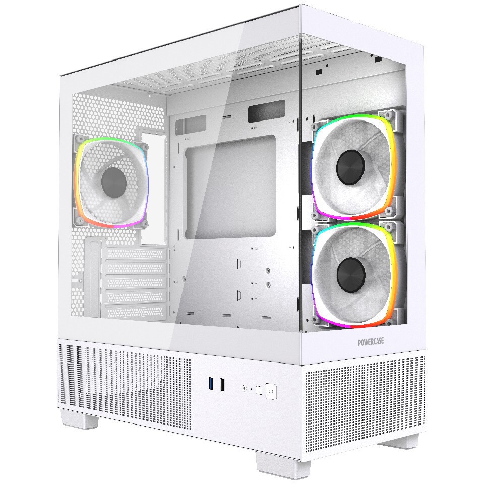 Компьютерный корпус Ginzzu CL485 mATX FAN 3*12LD4 передняя панель Стекло белый