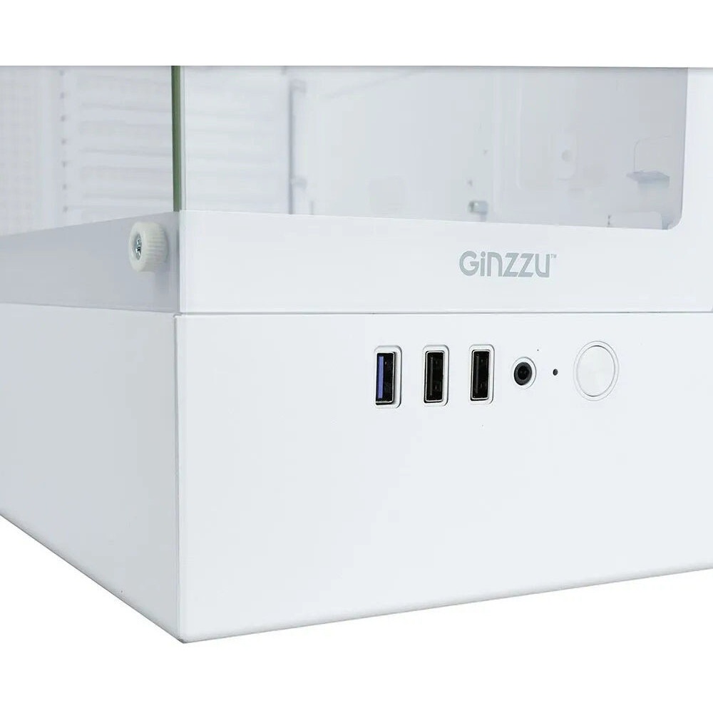 Компьютерный корпус Ginzzu CL485 mATX FAN 3*12LD4 передняя панель Стекло белый