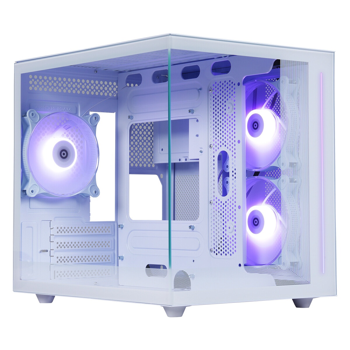 Компьютерный корпус Ginzzu CL485 mATX FAN 3*12LD4 передняя панель Стекло белый