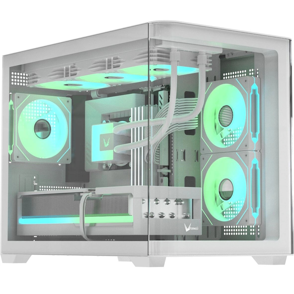 Компьютерный корпус Ginzzu CL485 mATX FAN 3*12LD4 передняя панель Стекло белый