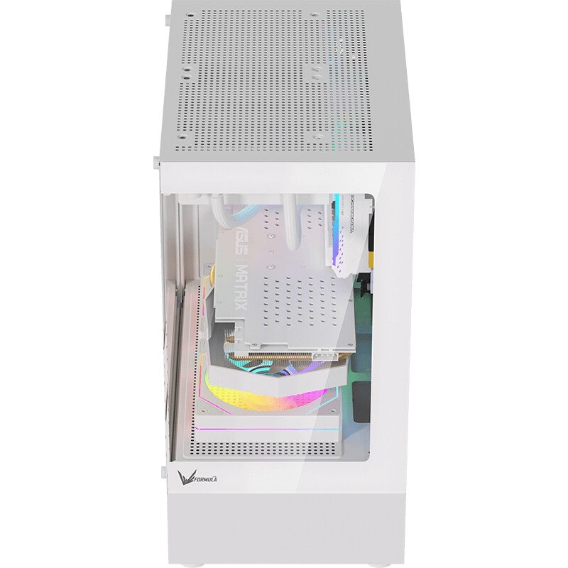 Компьютерный корпус Ginzzu CL485 mATX FAN 3*12LD4 передняя панель Стекло белый