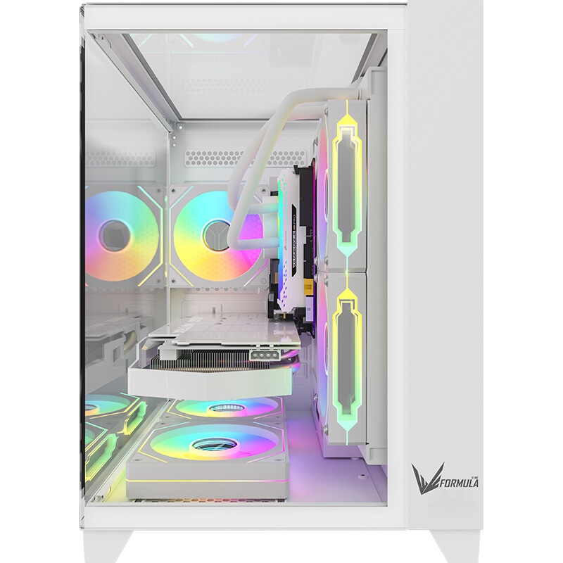 Компьютерный корпус Ginzzu CL485 mATX FAN 3*12LD4 передняя панель Стекло белый