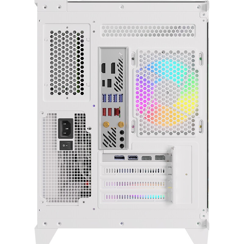 Компьютерный корпус Ginzzu CL485 mATX FAN 3*12LD4 передняя панель Стекло белый