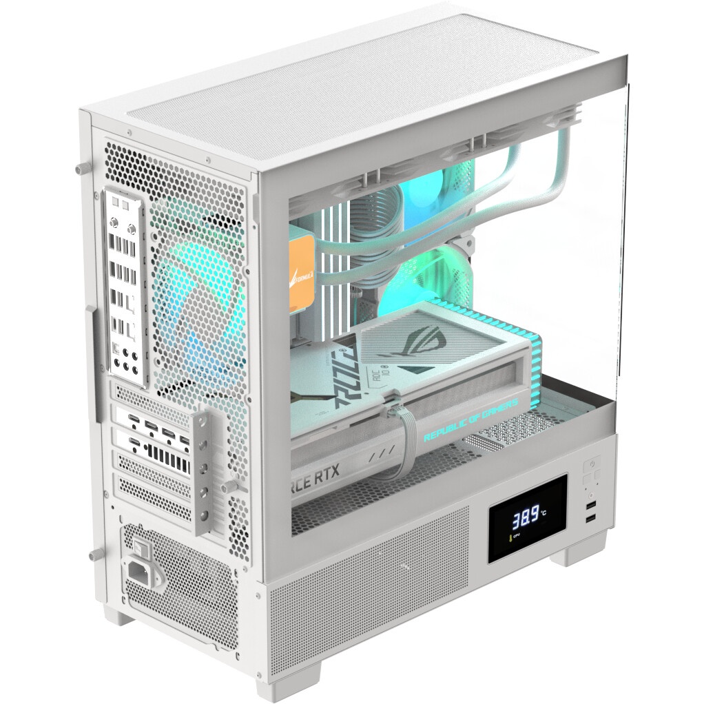 Компьютерный корпус Ginzzu CL485 mATX FAN 3*12LD4 передняя панель Стекло белый